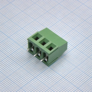 DG128-5.0-03P-14-00A(H), Винтовой клеммный блок c рельефной обоймой, 3 контакта шаг 5.0мм зеленый
