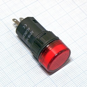 Лампа AD16-16R 24v, Лампа индикаторная светодиодная