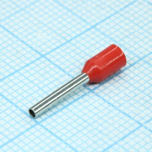 HE  7510  Red, наконечник кабельный торцевой трубчатый с изоляцией, L=16.4/10мм, сеч. пров. 0.75мм2