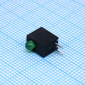 L-710A8CB/1GD, Светодиод 3мм с держателем/зеленый/568нм/8-20мкд/40°