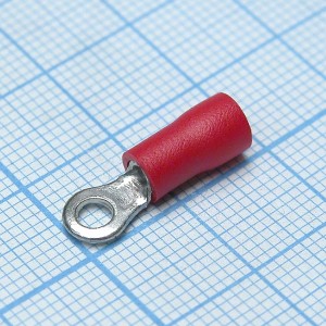 RV1.25-3.2  Red, наконечник кабельный кольцевой с изоляцией d=3.2мм, сеч. пров.0.5-1.5мм2