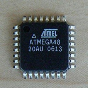 ATMEGA48-20AU, Микроконтроллер AVR 4K-Флэш-память/512k-ОЗУ/256-ЭППЗУ+8x10 АЦП, электропитание 1,8...5,5В