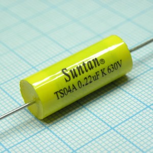 TS04A02J224KSB000R, Конденсатор металлоплёночный полиэтилентерефталатный 0.22мкФ 630В ±10% (26х11.5мм) аксиальные выводы 105°C россыпь