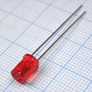 L-493IT, Светодиод 5мм/красный/625нм/2-6мкд/прозрачный красный цилиндр с конусообразным углублением/140°