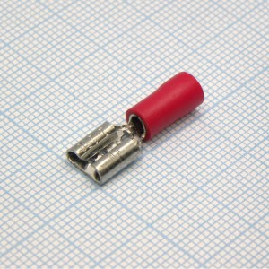 FDD2-250  Red, наконечник кабельный ножевой (гнездо) с изоляцией 0.8х6.35мм, сеч. пров. 1.5-2.5мм2