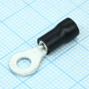 RV1.25-3.7L  Black, наконечник кабельный кольцевой с изоляцией d=3.7мм, сеч. пров.0.5-1.5мм2