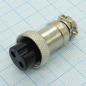 Разъем PH-2FC розетка на кабель, разъем металлический, два контакта, 125V 7A, IP55(пыле- и брызгозащищенный)