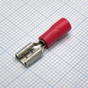 FDD1.25-187(8)  Red, наконечник кабельный ножевой (гнездо) с изоляцией 0.8х4.75мм, сеч. пров. 0.5-1.5мм2