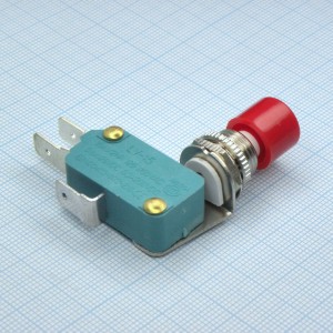 DS KWD-1428 БФ кр, кнопка на основе микропереключателя, без фиксации, 220V 16A