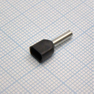 TE  1008 Black, наконечник кабельный торцевой сдвоенный трубчатый с изоляцией, L=15.1/8мм, провод 2х1.0мм2