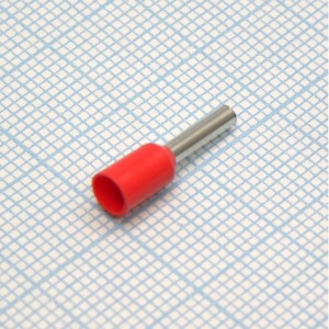 HE  1508  Red, наконечник кабельный торцевой трубчатый с изоляцией, L=14.6/8мм, сеч. пров. 1.5мм2