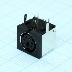 KLS1-285L-06-B, розетка на печатную плату 6 pin, металлическая