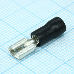 FDD2-187(8)  Black, наконечник кабельный ножевой (гнездо) с изоляцией 0.8х4.75мм, сеч. пров. 1.5-2.5мм2