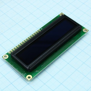 WEH001602AGPP5N00001, OLED символьный 16х2 (1602A), зеленый, 8-битный паралл. интерфейс/опц. SPI, VDD = 5В, -40...+80С