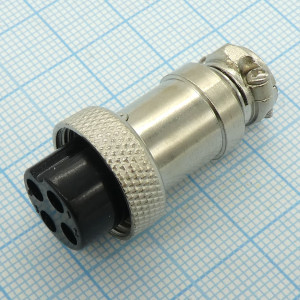 Разъем PH-4FC розетка на кабель, разъем металлический, четыре контакта, 125V 7A, IP55(пыле- и брызгозащищенный)