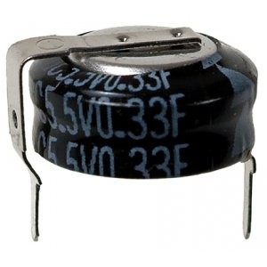 EECS0HD334H, Ионистор стандартный мини 5,5V, 0,33F, -25...+70°C, 1000h, 10,5x5,5mm, горизонтального исполнения