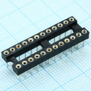 DS1001-01-24BT1NSF6S-JKB, DIP-панель цанговая под микросхему 24pin, шаг 2.54мм, ширина 7.62мм, 3А, -40 +105С