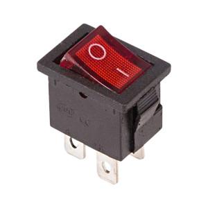 36-2190-1 Выключатель клавишный 250V 6А (4с) ON-OFF красный с подсветкой Mini (RWB-207, SC-768) REXA