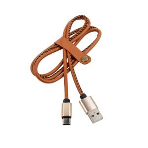 18-1897 Кабель USB-Type-C/2,1A/leather/brown/1m/REXANT(кр.1шт)