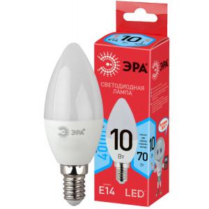 Б0032963 Лампа светодиодная ECO LED B35-10W-840-E14 ЭРА (диод, свеча, 10Вт, нейтр, E14) (10/100/