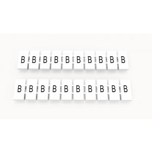 ZB6-10P-19-48Z(H), Маркировочные шильдики для клемм WS…, DC…, PC…, сечением 4 мм кв., центральная, 10 шильдиков нанесенные символы: B (повтор на всех шильдиках), с вертикальным расположением, размер шильдика: 5,55х10,7 мм, цвет белый