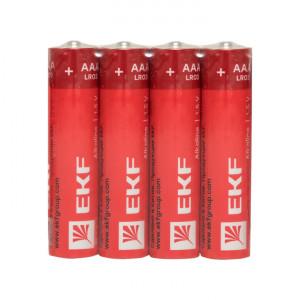 Алкалиновая батарейка типа ААА(LR03) шринк 4шт. EKF(кр.1упак) [LR03-SR4]