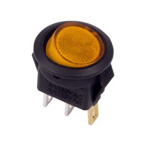 36-2532 Выключатель клавишный круглый 250V 3А (3с) ON-OFF желтый с подсветкой Micro (RWB-106, SC-2