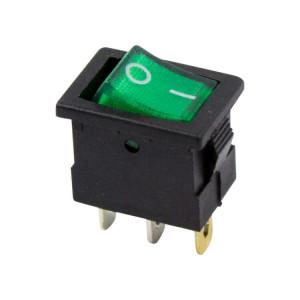 36-2173 Выключатель клавишный 12V 15А (3с) ON-OFF зеленый с подсветкой Mini (RWB-206-1, SC-768) RE