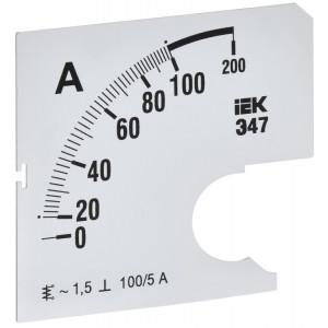 Шкала сменная для амперметра Э47 100/5А-1.5 72х72мм IPA10D-SC-0100