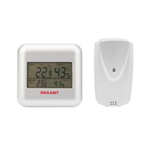 70-0596 Термометр электронный REXANT S3341BF с часами и беспроводным выносным датчиком(кр.1шт)