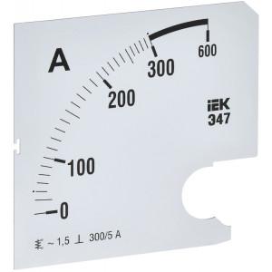 Шкала сменная для амперметра Э47 300/5А-1.5 96х96мм IPA20D-SC-0300