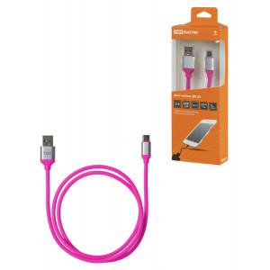Дата-кабель, ДК 20, USB - USB Type-C, 1 м, силиконовая оплетка, розовый, TDM (кр.1шт) [SQ1810-0320]