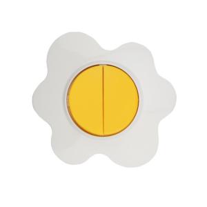 KR-78-0630 Выключатель двухклавишный KRANZ HAPPY Яичница скрытой установки, желтый/белый(кр.1шт)