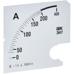 Шкала сменная для амперметра Э47 200/5А-1.5 96х96мм IPA20D-SC-0200