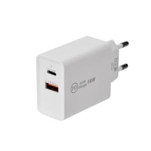 16-0278 Сетевое зарядное устройство для iPhone/iPad REXANT Type-C + USB 3.0 с Quick charge, белое(кр