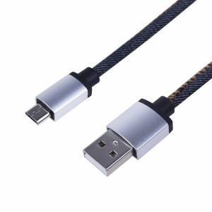 USB кабель microUSB, шнур в джинсовой оплетке REXANT(кр.10шт) [18-4242]