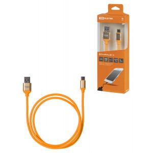 Дата-кабель, ДК 14, USB - USB Type-C, 1 м, силиконовая оплетка, оранжевый, TDM (кр.1шт) [SQ1810-0314]