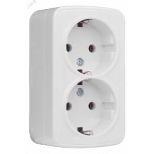 Минск Розетка 2-местная ОП 16А с заземлением белая Basic EGR16-128-10