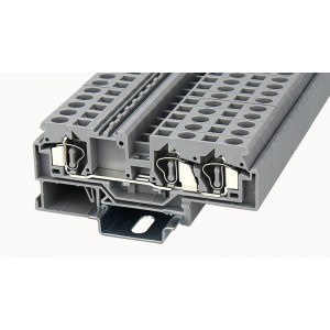 Проходная клемма WS6-TW-01P-11-00Z(H), Проходная клемма, 3 точки подключения, тип фиксации провода: пружинный, номинальное сечение: 6 мм кв., 41A, 800V, ширина: 8 мм, цвет: серый, тип монтажа: DIN35