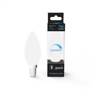 Лампа Свеча 7W 590lm 6500К E14 диммируемая LED 1/10/100 103101307-D
