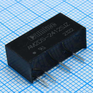 AM2DS-2412SJZ, DC/DC, 2Вт, вход 21.6…26.4В, выход 12В/0.017…0.167А, изоляция 1500В DC, КПД 84%, максимальная емкостная нагрузка не более 560мкФ, SIP7, 19.65x7.05x10.16мм, -40…105°C, пластик