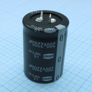 ZLG228M200S1A5T50K, Конденсатор алюминиевый электролитический 2200мкФ 200В ±20% (35х50мм) защелкиваемые выводы 10мм 2000часов 105°C россыпь