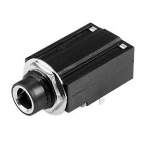 MJ-63012G, Телефонные разъемы audio jack, 6.35 mm, horizontal, 2 conductor, through hole, 1 switch w/ nut