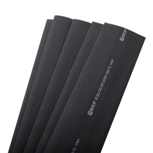 Термоусаживаемая трубка ТУТ нг 50/25 черная в отрезках по 1м PROxima tut-50-b-1m