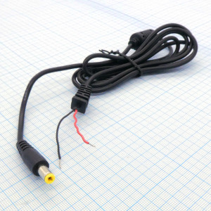 шт. 5.5*2.1  AWG24 провод 1.5м ферр.филь, штекер питания с кабелем 0.25мм2 (24AWG)