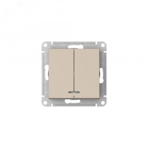 ATLASDESIGN 2-клавишный ВЫКЛЮЧАТЕЛЬ с подсветкой ,сх.5а, 10АХ,мех., быстрозажимные клеммы, ПЕСОЧНЫЙ ATN001253S