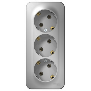 Розетка 3-м ОП Blanca 16А IP20 250В с заземл. без защ. шторок с изолир. пластиной алюм. SE BLNRA010313