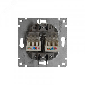 Розетка компьютерная двухместная UNIVersal серия Афина с/у, 1А, RJ45, белая (еврослот), механизм A1086