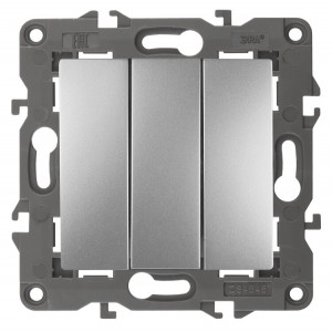 14-1107-03 Выключатель тройной, 10АХ-250В, IP20, Elegance, алюминий (10/100/3000) Б0034252