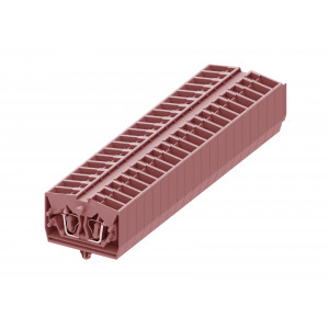 Проходная клемма (MINI) 254319, Проходная клемма, MINI, верхний подвод кабеля, 2 точки подключения, тип фиксации провода: пружинный, номинальное сечение: 2,5 мм кв., 24A, 800V, ширина: 6 мм, цвет: розовый, тип монтажа: якорная защелка в панель